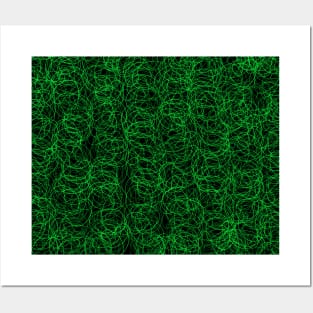 Green squiggles Posters and Art